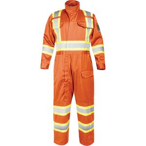 Fire-Resistant Coverall with High-Visibility Bands - 2X-Large, Small, Medium, Large, X-Large, 3X-Large, 4X-Large, 5X-Large, Orange