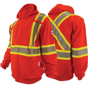 Atlas Guardian® FR/AR Full-Zip Hoodies - Cotton, 2X-Large, High Visibility Orange, Men's, 18 cal/cm², ASTM F1506/NFPA 2112/NFPA 70E, 2, Lifetime Flame Resistant Quality, CSA Z96-22 Class 2 Level 2