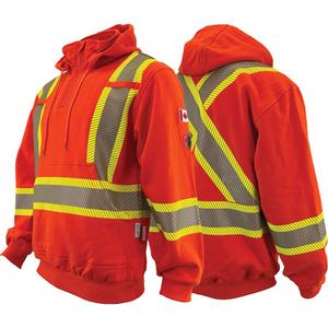 Atlas Guardian® FR/AR Quarter-Zip Hoodies - Cotton, 2X-Large, High Visibility Orange, Men's, 18 cal/cm², ASTM F1506/NFPA 2112/NFPA 70E, 2, Lifetime Flame Resistant Quality, CSA Z96-22 Class 2 Level 2