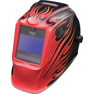 VIKING™ 2450 ADV Series Street Rod® Helmet - Graphics, 3.82" L x 2.44" W, 5 - 13, (1) VIKING 2450ADV Welding Helmet; (1) Bandana; (5) KP2898-1 Outside Cover Lens; (2) KP2931-1 Inside Cover Lens; (1) Decal Sheet