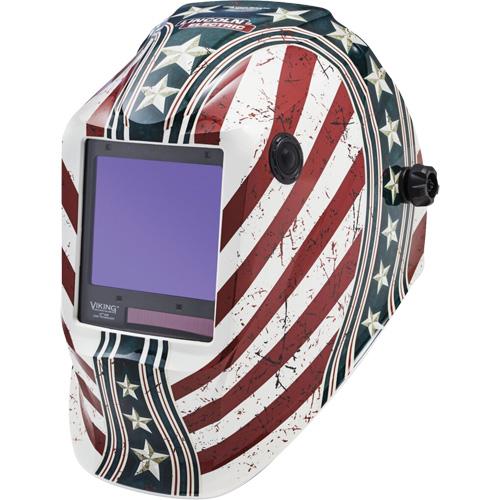 VIKING™ 3350 Daredevil™ Welding Helmet - Graphics, 3.74" L x 3.34" W, 5 - 13, (1) Welding Helmet; (1) Helmet Bag; (1) Bandana; (5) KP2898-1 Outside Cover Lenses; (2) KP3044-1 Inside Cover Lenses; (1) Decal Sheet