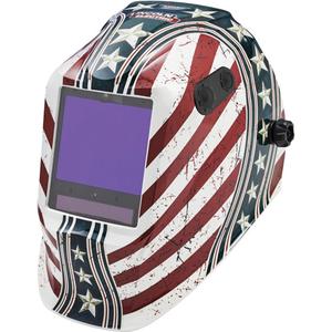 VIKING™ 3350 ADV Daredevil Welding Helmet - Graphics, 3.74" L x 3.15" W, 5 - 13, (1) VIKING™ 3350 ADV Welding Helmet; (1) Bandana; (1) Protective Drawstring Bag; (1) Helmet Sticker Sheet; (5) KP2898-1 Outside Cover Lenses; (2) KP5244-1 Inside Cover Lenses