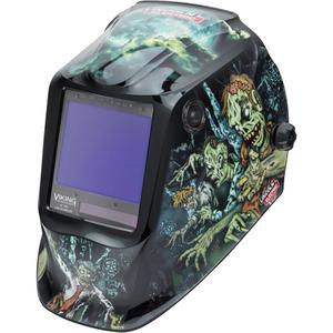 VIKING™ 3350 Zombie™ Welding Helmet - Graphics, 3.74" L x 3.34" W, 5 - 13, (1) Welding Helmet; (1) Helmet Bag; (1) Bandana; (5) KP2898-1 Outside Cover Lenses; (2) KP3044-1 Inside Cover Lenses; (1) Decal Sheet