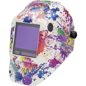 VIKING™ 3350 Creative Spark™ Welding Helmet - Graphics, 3.74" L x 3.34" W, 5 - 13, (1) Welding Helmet; (1) Helmet Bag; (1) Bandana; (5) KP2898-1 Outside Cover Lenses; (2) KP3044-1 Inside Cover Lenses; (1) Decal Sheet