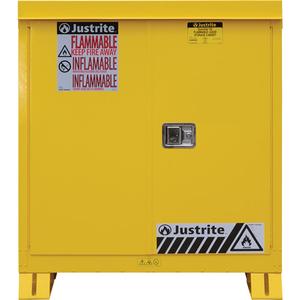Outdoor Flammable Storage Cabinet - Manual, 30 gal., 43", 18", 44", 2, 1, NFPA/OSHA/FM/EPA, Yellow, 18-Gauge Steel
