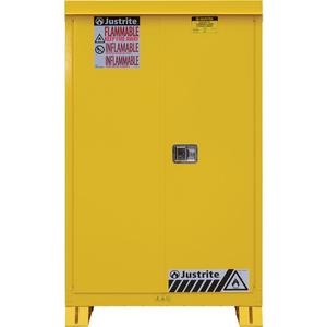 Outdoor Flammable Storage Cabinet - Manual, 45 gal., 43", 18", 65", 2, 2, NFPA/OSHA/FM/EPA, Yellow, 18-Gauge Steel