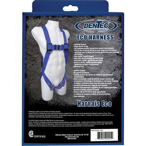 ECO™ Safety Harness in Retail Box - Fall Arrest, A, 352 lbs., Universal, Back, Tongue Buckle, Pass-Through/Mating, Blue, Polyester