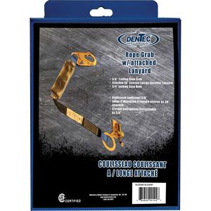 Trailing Rope Grab with Attached Shock Pack Lanyard in Retail Box - 2', 310 lbs., 310 lbs., Snap Hook, Snap Hook, Polyester, Pack, 1, 5/8", 3/4"