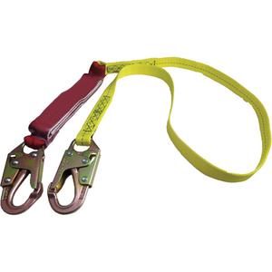 External Energy Absorber Lanyard with 3/4" Hook - 6', 375 lbs., 375 lbs., Snap Hook, Snap Hook, Polyester, Pack, 1