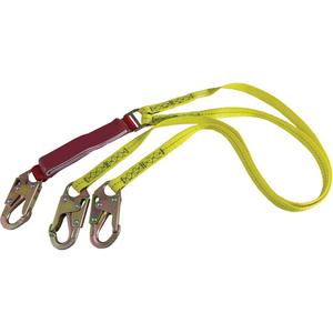 External Energy Absorber Lanyard with 3/4" Hooks - 6', 255 lbs., 255 lbs., Snap Hook, Snap Hook, Polyester, Pack, 2