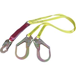 External Energy Absorber Lanyard with 2-1/4" Hooks - 6', 255 lbs., 255 lbs., Snap Hook, Snap Hook, Polyester, Pack, 2