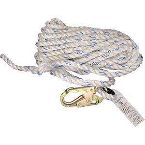 Vertical Life Line with 3/4" Snap Hook & Thimble Eye - Polyester/Polypropylene, 100'
