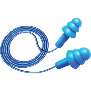 Hush™ 50-25 Reusable Metal Detectable Earplugs - Corded, 25, One-Size, None, Bulk - Box, Blue, Silicone