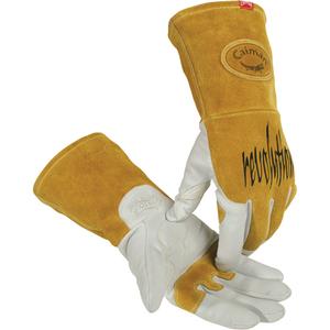 Caiman® Premium TIG/MIG Welder's Gloves with FR Insulated Split Cowhide Back - Large, Small, Medium, X-Large, Unlined, Grain Goatskin, Gold, Kevlar®