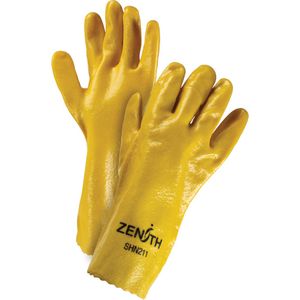 Rough-Finish Chemical-Resistant Gloves - 010-LVKQ545 - 9, 14", 47-mil, Gauntlet, PVC, Interlock, Unrated, Unrated, 120, Rough, Yellow, 1 Year Limited