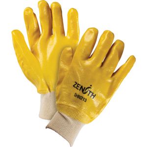 Rough-Finish Chemical-Resistant Gloves - 010-LVKQ546 - 9, 10", 47-mil, Knit Wrist, PVC, Interlock, Unrated, Unrated, 120, Rough, Yellow, 1 Year Limited