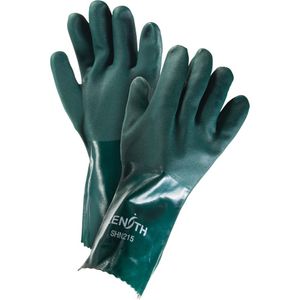 Double Dipped Green Gloves - 010-LVKQ548 - One Size, 14", 70-mil, Gauntlet, PVC, Cotton Jersey, Unrated, Unrated, Rough, Green, 72, 1 Year Limited