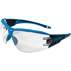 Captain™ Metal Detectable Rimless Safety Glasses - Meets/Exceeds CSA Z94.3/ANSI Z87+, Clear, Anti-Fog/Anti-Scratch, Blue, Rimless, Universal, Rubber