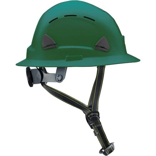 Fibre Metal Climbing Style Helmet with Full Brim - Ratchet, Green, Vented, ANSI Type II/Meets/Exceeds CSA Type 2, ANSI Class E, HDPE, Full Brim - Image 2