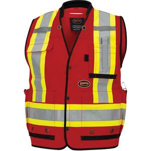 6678 High-Visibility Antimicrobial Mesh-Back Surveyor Vest - Red, Yellow & Silver, Small, Medium, Large, X-Large, 2X-Large, 3X-Large, 4X-Large, 5X-Large, Polyester, Meets/Exceeds CSA Z96 Class 1 - Level 2
