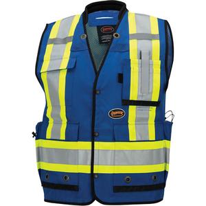 6681 High-Visibility Antimicrobial Mesh-Back Surveyor Vest - Royal Blue, Yellow & Silver, Small, Medium, Large, X-Large, 2X-Large, 3X-Large, 4X-Large, 5X-Large, Polyester, Meets/Exceeds CSA Z96 Class 1 - Level 2