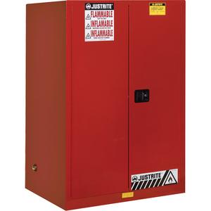 Sure-Grip® EX Flammable Cabinet - Manual, 90 Gal., 43", 34", 65", 2, 2, NFPA/OSHA, Red, Yes, 60.5" H x 39.5" W x 30.3" D