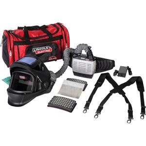 VIKING™ 3250D FGS® Auto-Darkening PAPR with Standard Battery - Welding Helmet, Lithium-Ion, NIOSH 42 CFR 84, VIKING 3250D FGS PAPR Welding Helmet; Industrial Duffle Bag; Instruction Manual; PAPR - Battery Charger - 115V (KP3932-1); PAPR - Shoulder Strap Assembly (KP5124-1); VIKING™ PAPR - Air Purifying Blower Assembly (KP3944-1); PAPR - Hose Assembly with Cover (KP5122-1); PAPR VIKING™ Pre-filter (6/pk) (KP3935-1); PAPR - Adjustable Leather Belt Assembly (KP5123-1); PAPR - Spark Screen (KP3936-1); VIKING™ PAPR - Lithium Ion Battery - Standard Capacity (KP3937-1); VIKING™ PAPR - High Efficiency Particulate Filter (2/pk) (KP3424-2); Outside Cover lens (158.2 x 100 x 1.2 mm) (5/pk) (KP3700-1); Inside Cover Lens (108.3 x 78.3 x 1 mm) (KP3701-1)