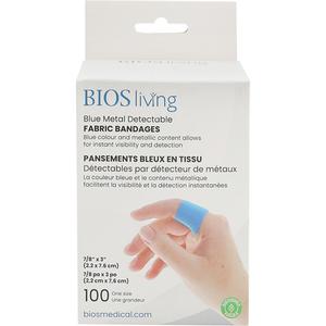 Blue Bandages - Rectangular/Square, 3", 7/8", Fabric Metal Detectable, Sterile, Non-Medical