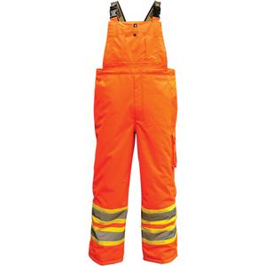 6450PO Freezer 300D Trilobal Overalls - High Visibility Orange, Silver/Yellow, 2X-Large, Polyester