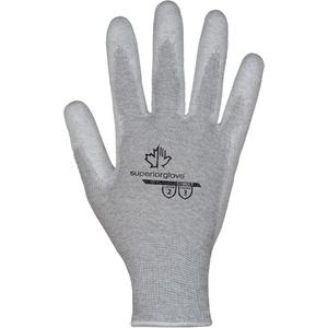 KnitActiv™ Electrostatic Dissipative Low-Linting White Gloves - 5, 6, 7, 8, 9, 10, 13, Nylon/Cotton, Polyurethane, Dipped Palm, Unlined, Automotive, Electronics, Glass Manufacturing, Metal Fabrication