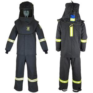 TCG™ Deluxe 2XL Arc Flash Suit Kit - 40 cal/cm², 4, NFPA 70E/ASTM F1959/ASTM F1506/Meets/Exceeds CSA Z462/ANSI Z87.1/ASTM F2178, Hood; Coat with Escape Strap; Bib-Overalls with 26" Leg Zippers; Hood Ventilation System & Light