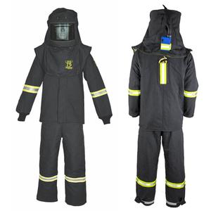 TCG™ 2X-Large Arc Flash Coat Kit with Escape Strap - 75 cal/cm², 4, NFPA 70E/ASTM F1959/ASTM F1506/Meets/Exceeds CSA Z462/ANSI Z87.1/ASTM F2178, Hood; Coat with Escape Strap; Bib; Hood Ventilation System & Light