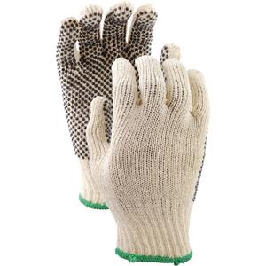 417 PVC Dotted String Knit Gloves - Small, Medium, Large, X-Large, Poly/Cotton, Single Sided, Natural