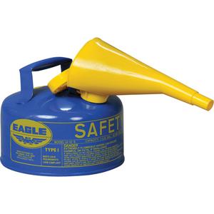 Safety Can for Kerosene with Funnel - Galvanized Steel, 1 US gal., Blue, I, FM Approved/UL/ULC Listed, OSHA, NFPA, CARB, 8" H x 9" D (20.3 cm H x 22.9 cm D)