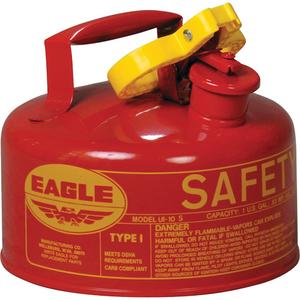 Safety Can for Flammables - Galvanized Steel, 1 US gal., Red, I, FM Approved/UL/ULC Listed, OSHA, NFPA, CARB, 8" H x 9" D (20.3 cm H x 22.9 cm D)