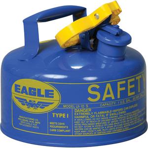 Safety Can for Kerosene - Galvanized Steel, 1 US gal., Blue, I, FM Approved/UL/ULC Listed, OSHA, NFPA, CARB, 8" H x 9" D (20.3 cm H x 22.9 cm D)