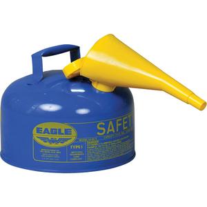 Safety Can for Kerosene with Funnel - Galvanized Steel, 2 US gal., Blue, I, FM Approved/UL/ULC Listed, OSHA, NFPA, CARB, 9.5" H x 11.25" D (24.1 cm H x 28.6 cm D)