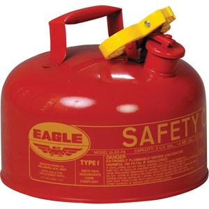 Safety Can for Flammables - Galvanized Steel, 2 US gal., Red, I, FM Approved/UL/ULC Listed, OSHA, NFPA, CARB, 9.5" H x 11.25" D (24.1 cm H x 28.6 cm D)