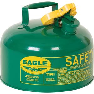 Safety Can for Combustibles - Galvanized Steel, 2 US gal., Green, I, FM Approved/UL/ULC Listed, OSHA, NFPA, CARB, 9.5" H x 11.25" D (24.1 cm H x 28.6 cm D)