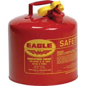 Safety Can for Flammables - Galvanized Steel, 5 US gal., Red, I, FM Approved/UL/ULC Listed, OSHA, NFPA, CARB, 13.5" H x 12.5" D (34.3 cm H x 31.8 cm D)