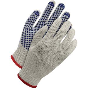 Deny® Poly-Cotton Glove with PVC Dots - Large, Glove, Natural & Blue