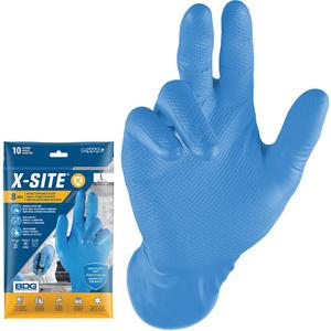 Grippaz™ Disposable Gloves - 2X-Large, Nitrile, 12", 8-mil, Fully Textured, Blue, Powder-Free, Non-Medical, EN 1186:2022 Compliant, EN 374-1 - Type B, EN 374:2016-5 VIRUS, EN 374-2 - Pass (Air, Water)