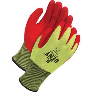 Deny® Lined Cut-Resistant Touchscreen Gloves - 9, 18, HPPE, Foam Nitrile, Dipped Palm, ASTM ANSI Level A6, EN 388 Level 4/ANSI/ISEA 105 Level 3, Unrated, ANSI/ISEA 105 Level 5, Unrated, Red & Yellow