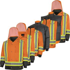 5056 Pioneer® Yukon 7-in-1 Waterproof Winter Safety Parka - Black/High Visibility Orange, Silver/Yellow, X-Small, Small, Medium, Large, X-Large, 2X-Large, 3X-Large, 4X-Large, 5X-Large, Polyester, Meets/Exceeds CSA Z96 Class 2 - Level 2