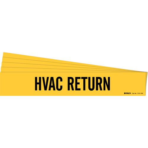 "HVAC Return" Pipe Marker - Vinyl, Black on Yellow, 8" - 20", 4", 24", 3-1/2", English, Self-Adhesive