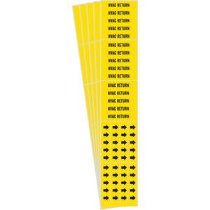 "HVAC Return" Pipe Markers - Vinyl, Black on Yellow, 0" - 3/4", 2-1/4", 2-3/4", 1/2", English, Self-Adhesive, 3