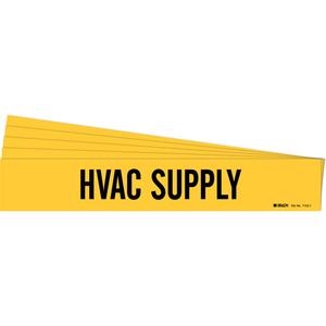 "HVAC Supply" Pipe Marker - Vinyl, Black on Yellow, 2-1/2" - 7-7/8", 2-1/4", 14", 2", English, Self-Adhesive