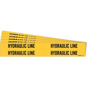 "Hydraulic Line" Pipe Markers - Vinyl, Black on Yellow, 3/4" - 2-3/8", 1-1/8", 7", 3/4", English, Self-Adhesive, 4