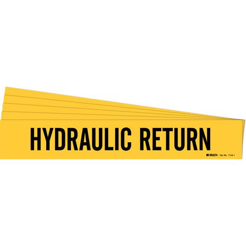 "Hydraulic Return" Pipe Marker - Vinyl, Black on Yellow, 2-1/2" - 7-7/8", 2-1/4", 14", 2", English, Self-Adhesive