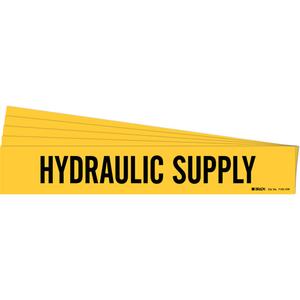 "Hydraulic Supply" Pipe Marker - Vinyl, Black on Yellow, 8" - 20", 4", 24", 3-1/2", English, Self-Adhesive